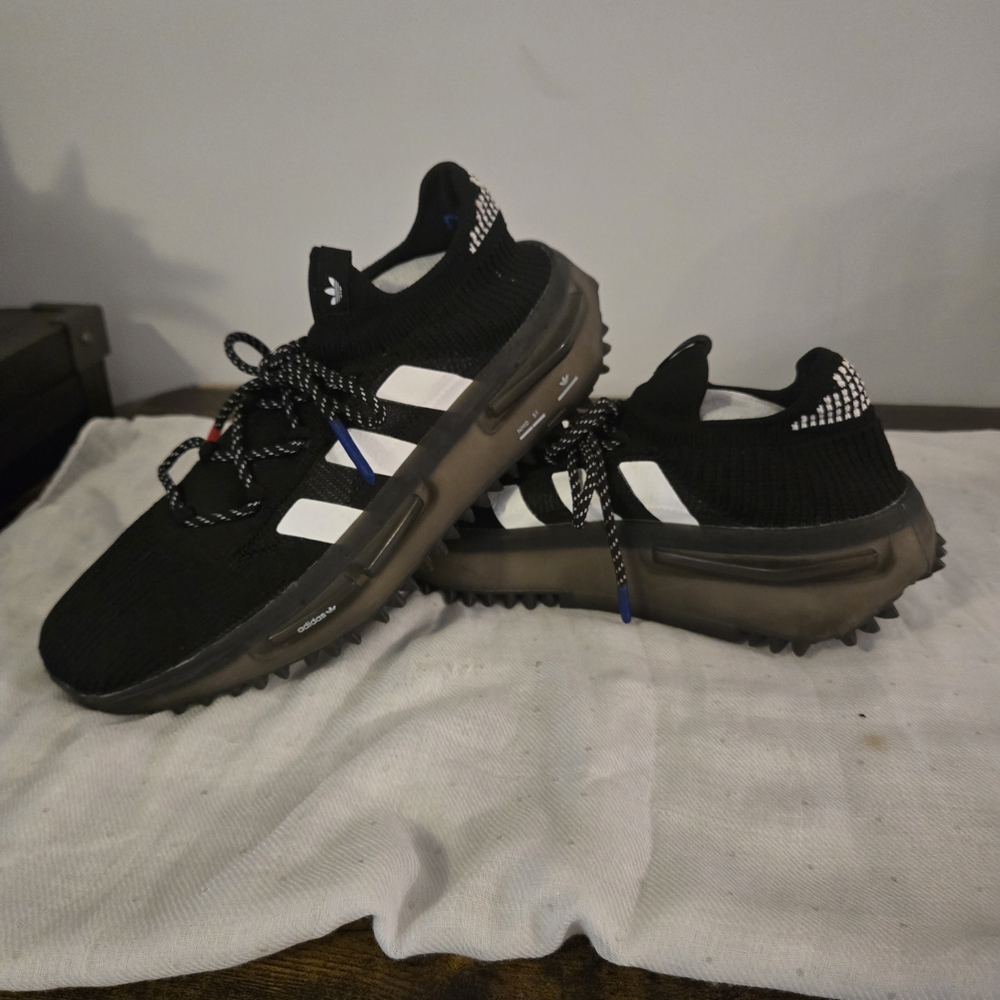Adidas Men's Black and White Sneakers